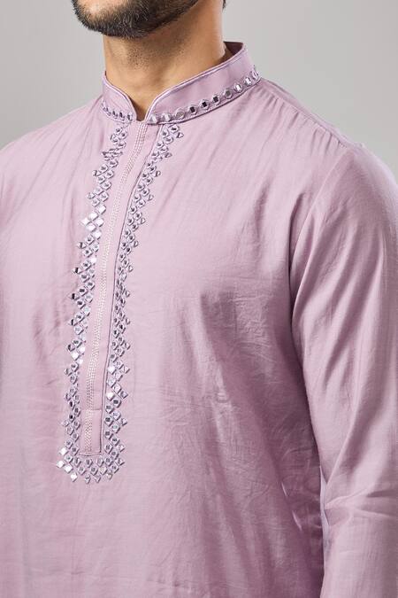 Arihant Rai Sinha Purple Embroidery Plain Banarasi Kurta Set Online at Aza Fashions Arihant Rai Sinha_Purple Embroidery Plain Banarasi Kurta Set _Online_at_Aza_Fashions
