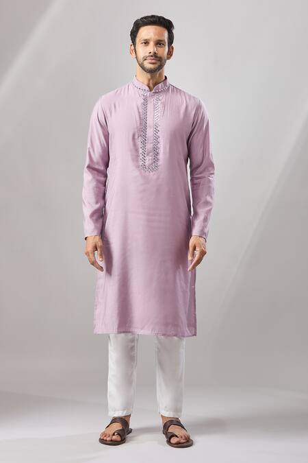 Buy Arihant Rai Sinha Purple Embroidery Plain Banarasi Kurta Set Online at Aza Fashions Buy_Arihant Rai Sinha_Purple Embroidery Plain Banarasi Kurta Set _Online_at_Aza_Fashions