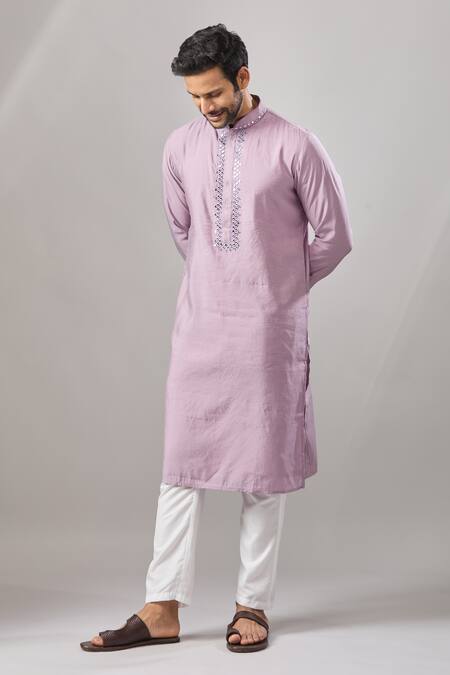 Shop Arihant Rai Sinha Purple Embroidery Plain Banarasi Kurta Set Online at Aza Fashions Shop_Arihant Rai Sinha_Purple Embroidery Plain Banarasi Kurta Set _Online_at_Aza_Fashions