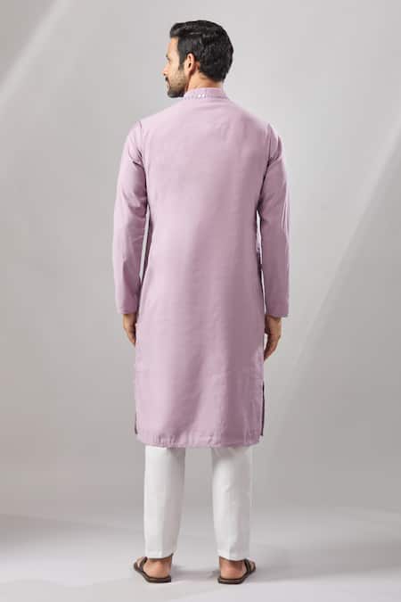 Shop Arihant Rai Sinha Purple Embroidery Plain Banarasi Kurta Set at Aza Fashions Shop_Arihant Rai Sinha_Purple Embroidery Plain Banarasi Kurta Set _at_Aza_Fashions