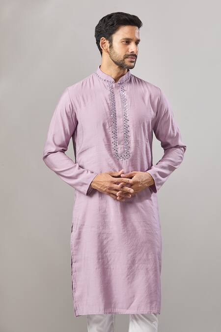 Buy Arihant Rai Sinha Purple Embroidery Plain Banarasi Kurta Set Buy_Arihant Rai Sinha_Purple Embroidery Plain Banarasi Kurta Set