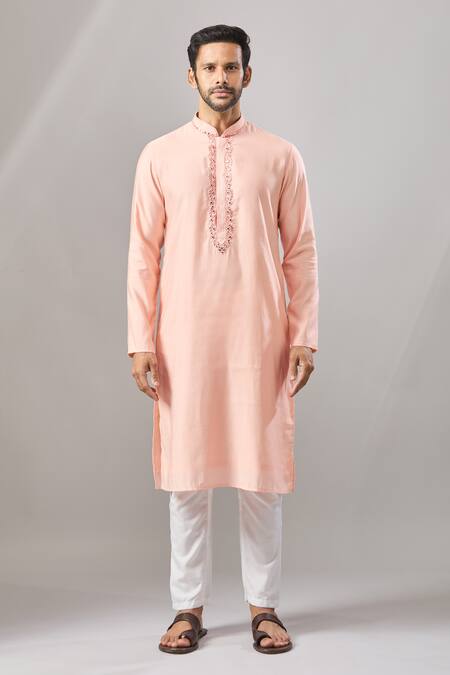 Buy Arihant Rai Sinha Pink Embroidery Self Design Classic Kurta Online at Aza Fashions Buy_Arihant Rai Sinha_Pink Embroidery Self Design Classic Kurta _Online_at_Aza_Fashions
