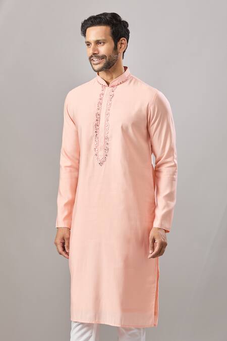 Arihant Rai Sinha Pink Embroidery Self Design Classic Kurta at Aza Fashions Arihant Rai Sinha_Pink Embroidery Self Design Classic Kurta _at_Aza_Fashions