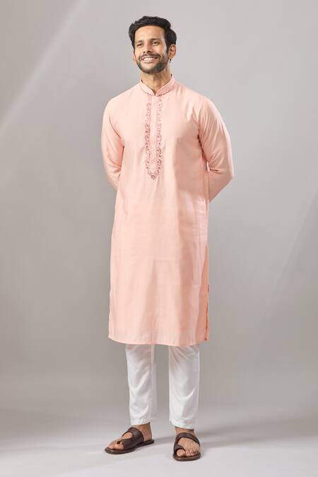 Buy Arihant Rai Sinha Pink Embroidery Self Design Classic Kurta Buy_Arihant Rai Sinha_Pink Embroidery Self Design Classic Kurta