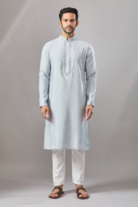 Buy Arihant Rai Sinha Sky Blue Embroidery Self Design Kurta Online at Aza Fashions Buy_Arihant Rai Sinha_Sky Blue Embroidery Self Design Kurta _Online_at_Aza_Fashions