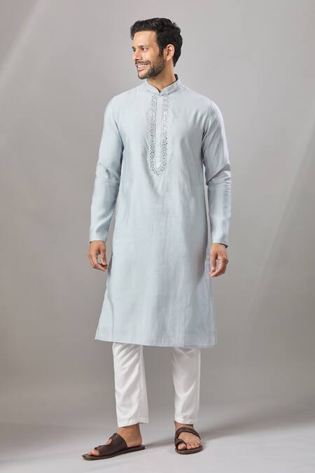 Buy Arihant Rai Sinha Sky Blue Embroidery Self Design Kurta Buy_Arihant Rai Sinha_Sky Blue Embroidery Self Design Kurta