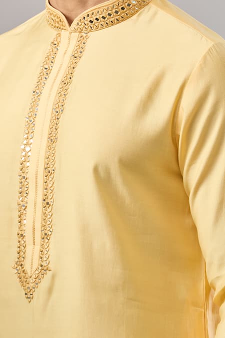 Arihant Rai Sinha_Yellow Banarasi Art Silk Kurta _at_Aza_Fashions
