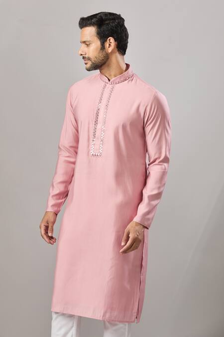 Arihant Rai Sinha Pink Embroidery Dark Banarasi Art Silk Kurta Online at Aza Fashions Arihant Rai Sinha_Pink Embroidery Dark Banarasi Art Silk Kurta _Online_at_Aza_Fashions