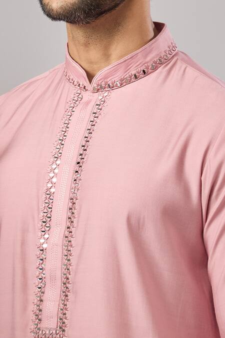 Buy Arihant Rai Sinha Pink Embroidery Dark Banarasi Art Silk Kurta Online at Aza Fashions Buy_Arihant Rai Sinha_Pink Embroidery Dark Banarasi Art Silk Kurta _Online_at_Aza_Fashions