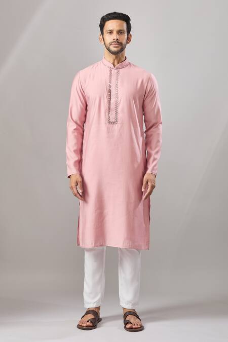 Arihant Rai Sinha Pink Embroidery Dark Banarasi Art Silk Kurta at Aza Fashions Arihant Rai Sinha_Pink Embroidery Dark Banarasi Art Silk Kurta _at_Aza_Fashions