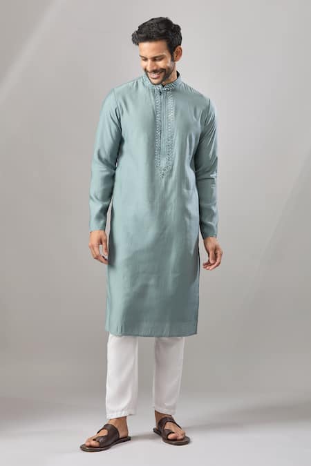Shop Arihant Rai Sinha Gray Embroidery Self Design Banarasi Art Silk Kurta Online at Aza Fashions Shop_Arihant Rai Sinha_Gray Embroidery Self Design Banarasi Art Silk Kurta _Online_at_Aza_Fashions