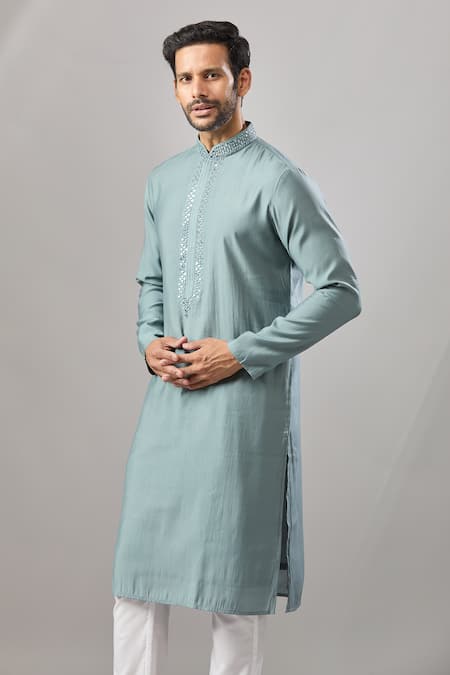 Arihant Rai Sinha Gray Embroidery Self Design Banarasi Art Silk Kurta at Aza Fashions Arihant Rai Sinha_Gray Embroidery Self Design Banarasi Art Silk Kurta _at_Aza_Fashions