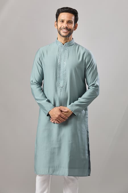 Arihant Rai Sinha Self Design Gray Banarasi Art Silk Kurta 