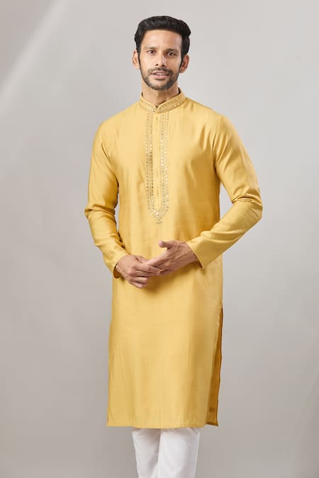 Arihant Rai Sinha Yellow Banarasi Art Silk Kurta 