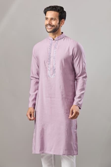 Buy Arihant Rai Sinha Purple Embroidery Banarasi Art Silk Kurta Buy_Arihant Rai Sinha_Purple Embroidery Banarasi Art Silk Kurta