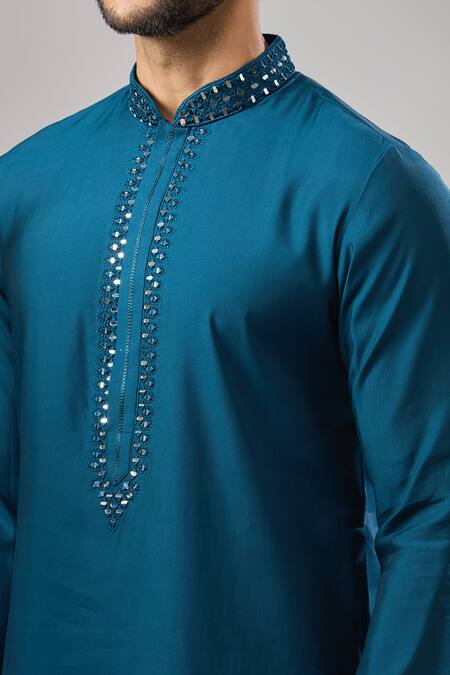 Arihant Rai Sinha Blue Embroidery Banarasi Art Silk Kurta at Aza Fashions Arihant Rai Sinha_Blue Embroidery Banarasi Art Silk Kurta _at_Aza_Fashions