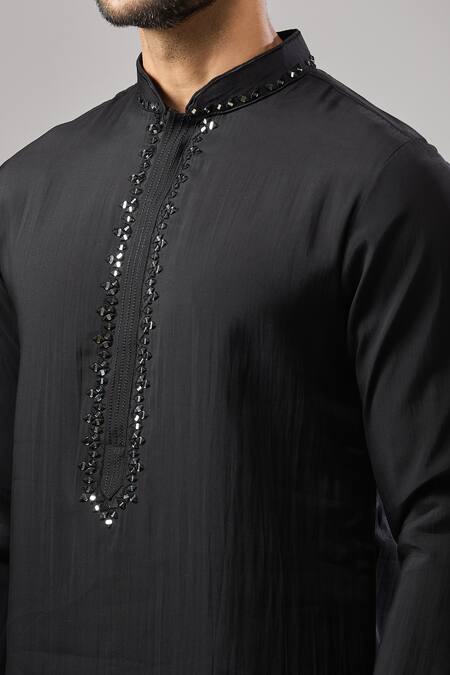 Arihant Rai Sinha Black Plain Banarasi Art Silk Kurta at Aza Fashions Arihant Rai Sinha_Black Plain Banarasi Art Silk Kurta _at_Aza_Fashions