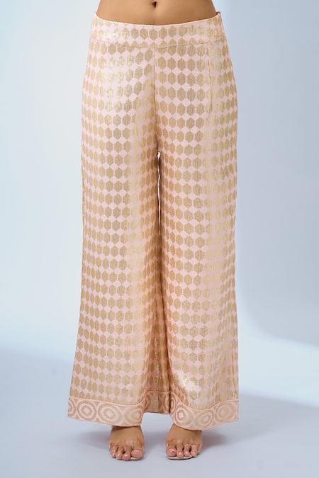 Buy Samyukta Singhania White Georgette, Silk Sequins Kurta And Palazzo Set Buy_Samyukta Singhania_White Georgette, Silk Sequins Kurta And Palazzo Set