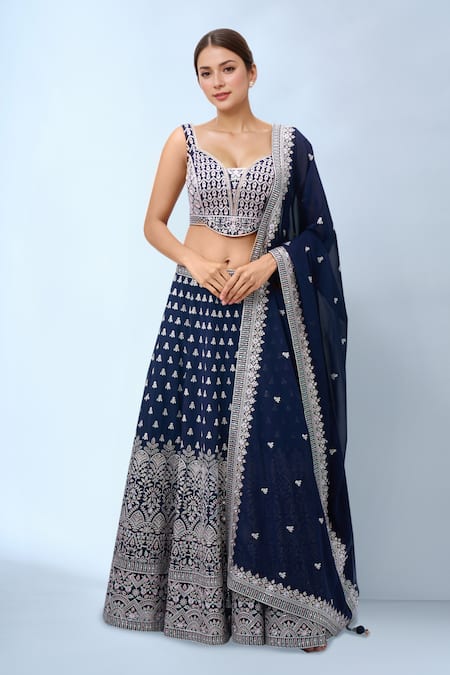 Samyukta Singhania Navy Blue Embroidered Lehenga Set 