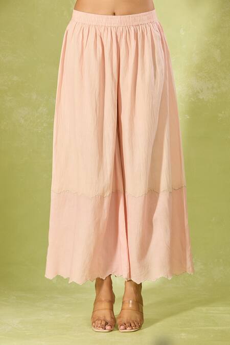 Shop House Of Kotwara Pink Embroidery Collared Straight Kurta Set With Cambric Pant Online at Aza Fashions Shop_House Of Kotwara_Pink Embroidery Collared Straight Kurta Set With Cambric Pant _Online_at_Aza_Fashions