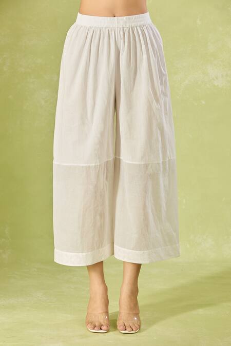 Buy House Of Kotwara White Cotton, Organza, Kota Doria Embroidery Split V-neck Straight Kurta Set Online at Aza Fashions Buy_House Of Kotwara_White Cotton, Organza, Kota Doria Embroidery Split V-neck Straight Kurta Set _Online_at_Aza_Fashions