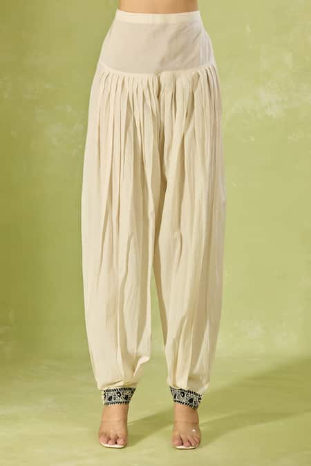 House Of Kotwara Ivory Cotton Embroidery Keyhole Neck Kurta And Pant Set Online at Aza Fashions House Of Kotwara_Ivory Cotton Embroidery Keyhole Neck Kurta And Pant Set _Online_at_Aza_Fashions