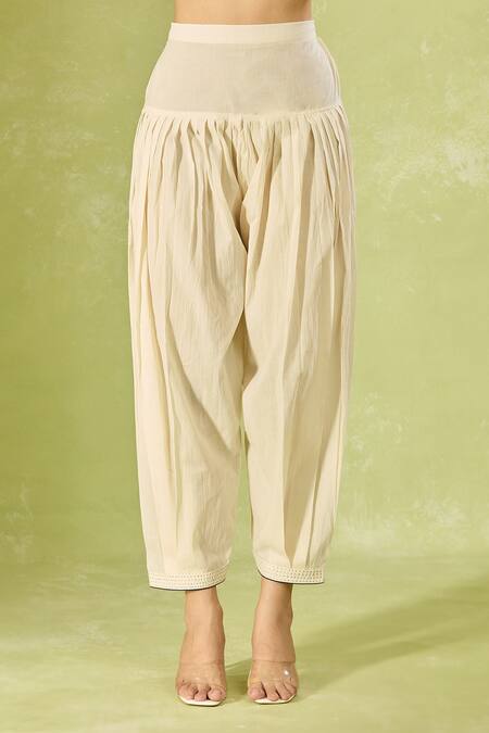 Buy House Of Kotwara Ivory Cotton Embroidery Split V-neck Kurta Set Online at Aza Fashions Buy_House Of Kotwara_Ivory Cotton Embroidery Split V-neck Kurta Set _Online_at_Aza_Fashions