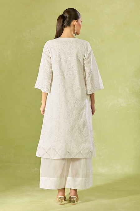 House Of Kotwara Embroidered White Kurta Set 