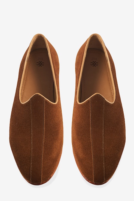 Shop Whitemuds Brown Alwar Tan Suede Shoes at Aza Fashions Shop_Whitemuds_Brown Alwar Tan Suede Shoes _at_Aza_Fashions