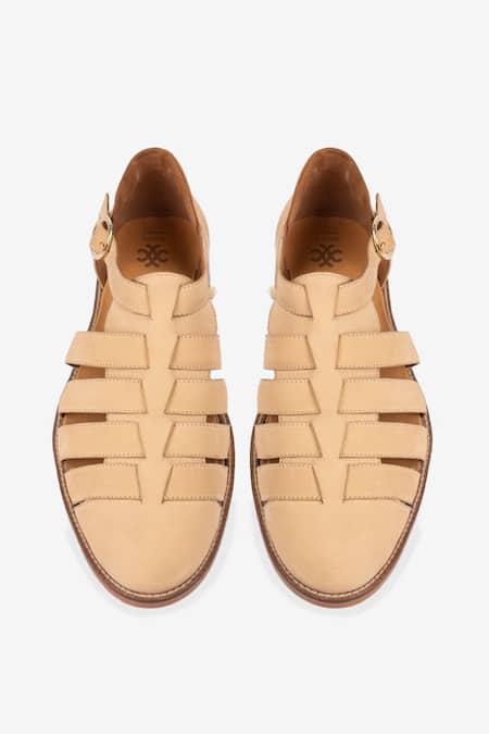 Whitemuds Designer Qena Ivory Nubuck Sandals 