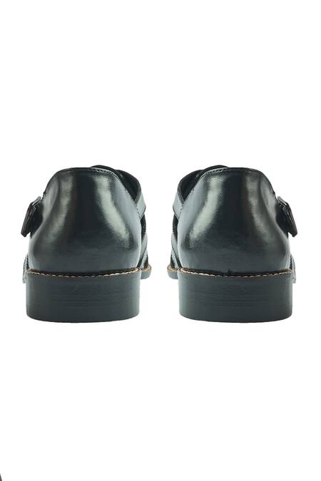 Buy_Whitemuds_Black Qena Leather Sandals _Online_at_Aza_Fashions