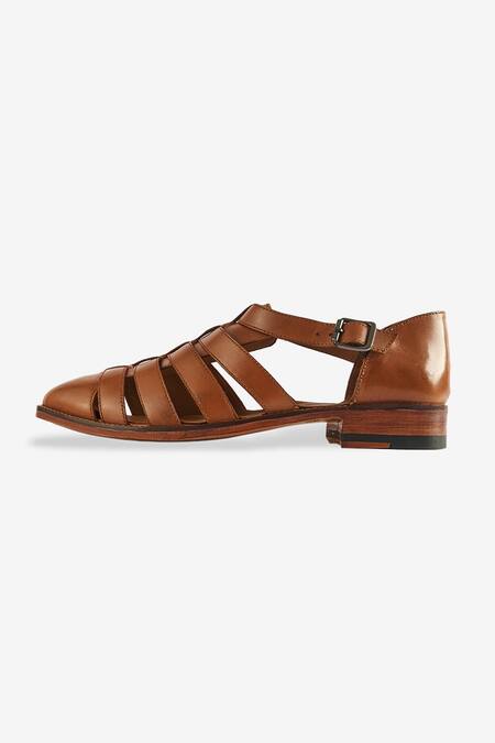 Whitemuds_Brown Qena Tan Leather Sandals _Online_at_Aza_Fashions