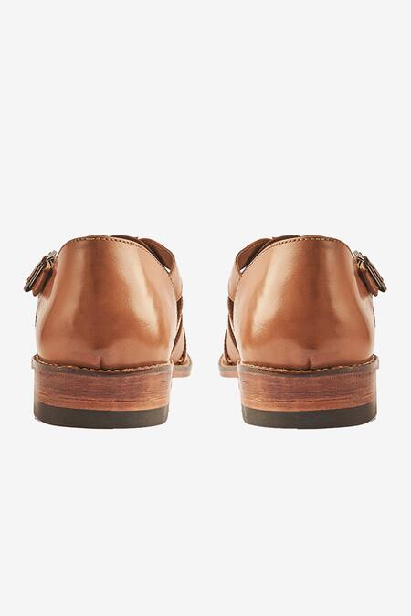 Buy_Whitemuds_Brown Qena Tan Leather Sandals _Online_at_Aza_Fashions