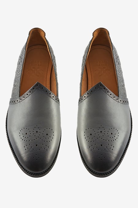 Whitemuds Sikar Semi Floral Grey Loafer Shoes 