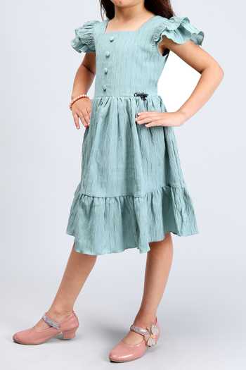 Samyukta Singhania_Blue Cotton Mermaid Style Dress_Online_at_Aza_Fashions