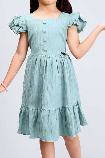 Shop_Samyukta Singhania_Blue Cotton Mermaid Style Dress_Online_at_Aza_Fashions