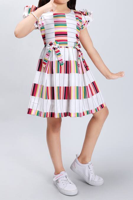 Petite Pomme_Multi Color Cotton Striped Sleeveless Dress_Online_at_Aza_Fashions