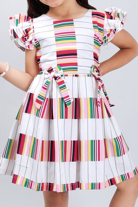 Buy_Petite Pomme_Multi Color Cotton Striped Sleeveless Dress