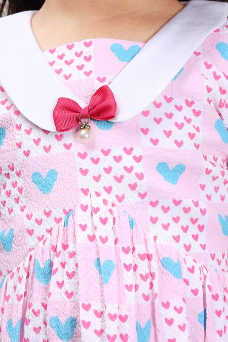 Buy_Petite Pomme_Pink Cotton Bows Floral Printed Sleeveless Dress_Online_at_Aza_Fashions