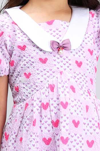 Petite Pomme_Purple Cotton Floral Printed Sleeveless Dress_at_Aza_Fashions