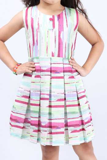 Buy_Petite Pomme_Pink Cotton Sleeveless All Over Printed Dress_Online_at_Aza_Fashions
