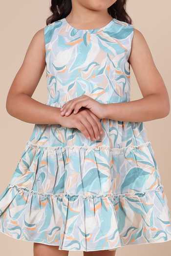 Petite Pomme_Multi Color Viscose, Cotton Floral Tiered Dress_Online_at_Aza_Fashions