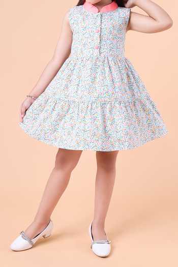 Buy_Petite Pomme_Multi Color Cotton Sleeveless Floral Print Dress_Online_at_Aza_Fashions