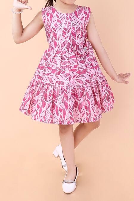 Petite Pomme_Pink Cotton Zari Mermaid Dress With_Online_at_Aza_Fashions