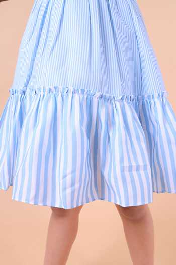 Petite Pomme Blue Cotton Sleeveless Stripe Printed Dress Online at Aza Fashions Petite Pomme_Blue Cotton Sleeveless Stripe Printed Dress_Online_at_Aza_Fashions