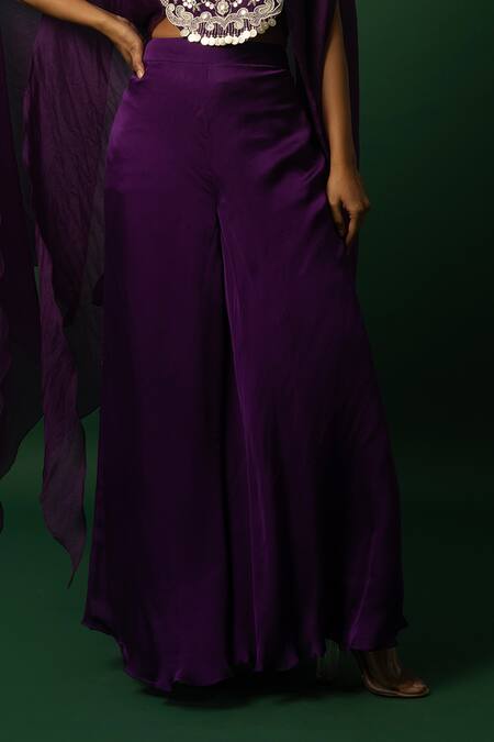 Day And Mood_Purple Sequins, Beads Round Neck Embroidered Kaftan Set _Online_at_Aza_Fashions