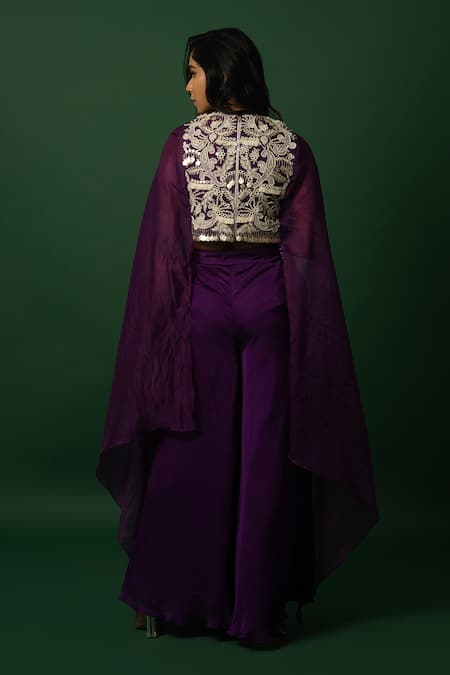 Day And Mood Embroidered Purple Kaftan Set 