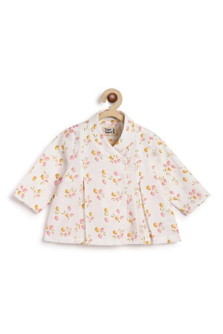 Tiber Taber White Cotton Floral Print Pant Set at Aza Fashions Tiber Taber_White Cotton Floral Print Pant Set _at_Aza_Fashions