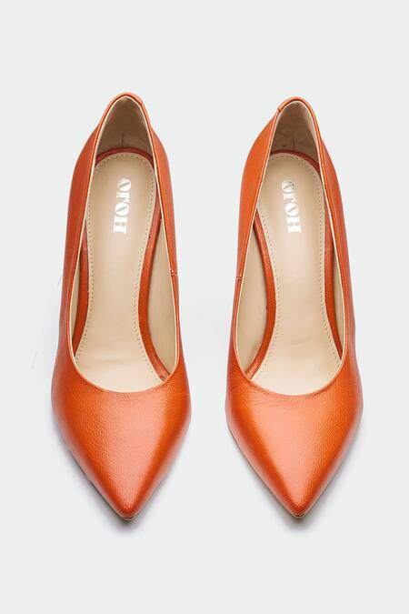 Oroh_Orange Madrid Genuine Leather Heels _at_Aza_Fashions