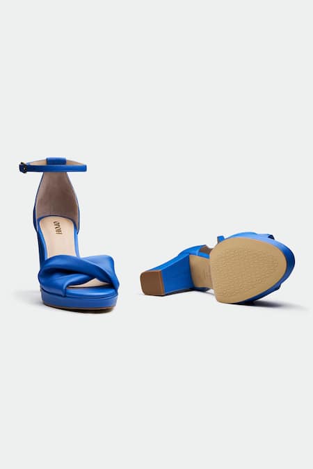 Shop Oroh Blue Luton Genuine Leather Heels at Aza Fashions Shop_Oroh_Blue Luton Genuine Leather Heels _at_Aza_Fashions